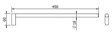 LANGBERGER LESINA držiak uteráka 450 mm, matná čierna 2129005B-BP Technický nákres