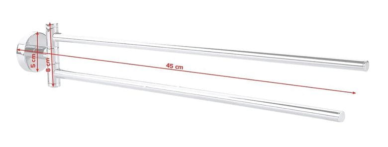 TESA SMOOZ držiak uterákov 455 mm, dvojramenný, otočný, chróm 40317-00000-00 Technický nákres
