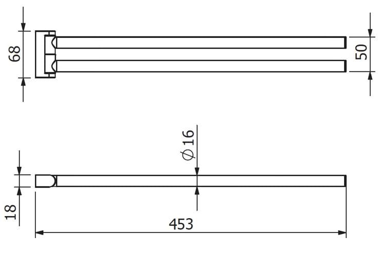 LANGBERGER LESINA držiak uterákov 450 mm, dvojramenný, otočný, chróm 2129008D Obrázek - fotka
