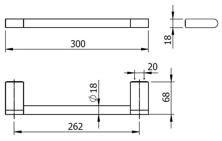 LANGBERGER LESINA madlo 300 mm, k vani, chróm 2138056A-BP Technický nákres