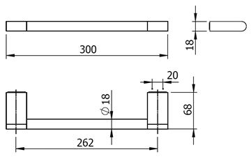 LANGBERGER LESINA madlo 300 mm, k vani, chróm 2138056A-BP Technický nákres