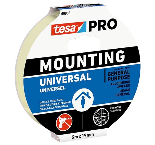 TESA PRO MOUNTING UNIVERSAL lepiaca páska 19mm, 5m, biela 66958-00007-00 Obrázek - Hlavní obrázek