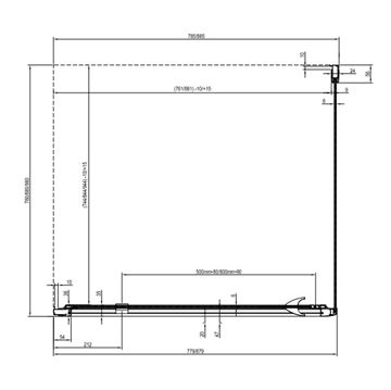 CONCEPT PIVOT STYLE PT-PPS bočná stena 100x190 cm, lesklý chróm/číre sklo 90GA0C00Z15 Technický nákres