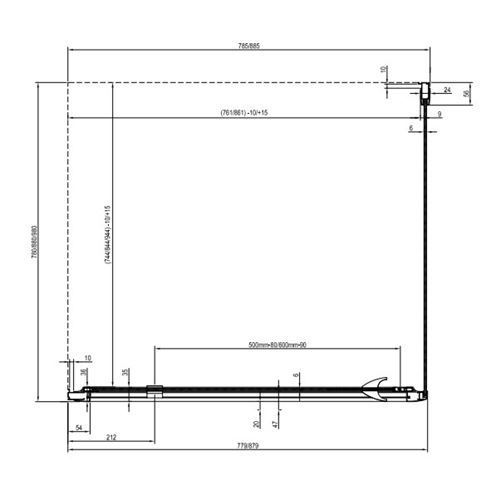 CONCEPT PIVOT STYLE PT-PPS bočná stena 100x190 cm, čierna/číre sklo 90GA0300Z15 Technický nákres