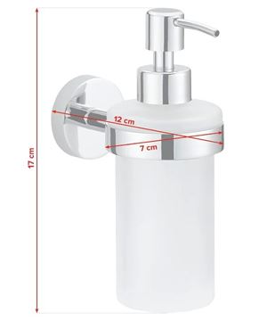 TESA SMOOZ dávkovač tekutého mydla 200 ml, nástenný, sklo, chróm 40323-00000-00 Technický nákres