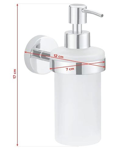 TESA SMOOZ dávkovač tekutého mydla 200 ml, nástenný, sklo, chróm 40323-00000-00 Technický nákres