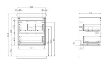 CONCEPT 150 skrinka pod umývadlo 56,5x45x56 cm, 2 zásuvky, cafe 809997 Technický nákres