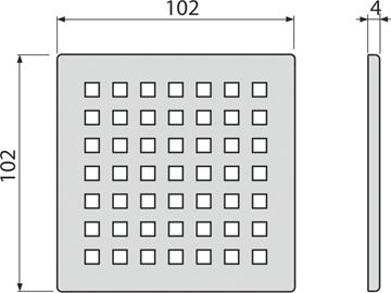 ALCA mriežka pre podlahový vpust 102x102 mm, nerez MPV014 Technický nákres