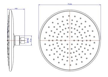 EASY horná sprcha pr. 250 mm, chróm JA180 Technický nákres