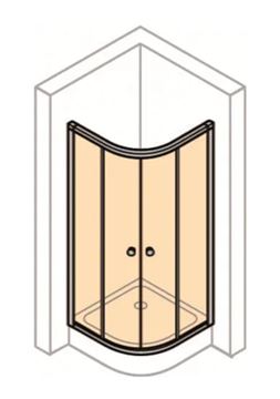 CONCEPT 100 sprchový kút 80x80 cm, R500, posuvné dvere, strieborná/plast matný PTA21601.087.264 Technický nákres