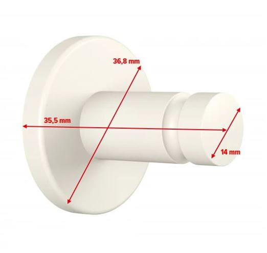 TESA MOON WHITE háčik na uterák, biela 40573-00000-00 Technický nákres