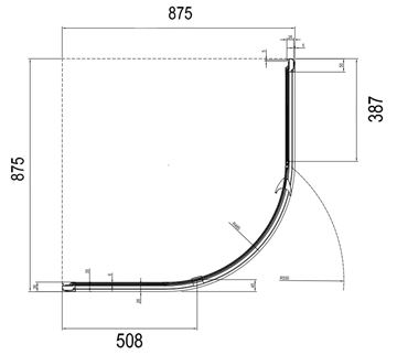 RAVAK PIVOT PSKK3 90 sprchovací kút 90x90 cm, R500, pivotové dvere, chróm lesk / sklo transparent 37677C00Z1 Technický nákres