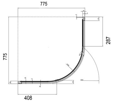 RAVAK PIVOT PSKK3 80 sprchovací kút 80x80 cm, R500, pivotové dvere, chróm lesk / sklo transparent 37644C00Z1 Technický nákres