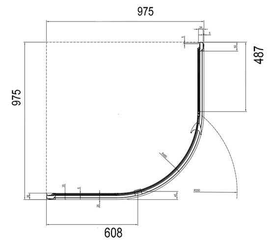 RAVAK PIVOT PSKK3 100 sprchovací kút 100x100 cm, R500, pivotové dvere, chróm lesk / sklo transparent 376AAC00Z1 Technický nákres