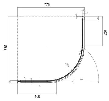 CONCEPT PIVOT STYLE PT-PSKK3 sprchovací kút 80x80 cm, R500, pivotové dvere, čierna / sklo transparent 37644300Z15 Technický nákres