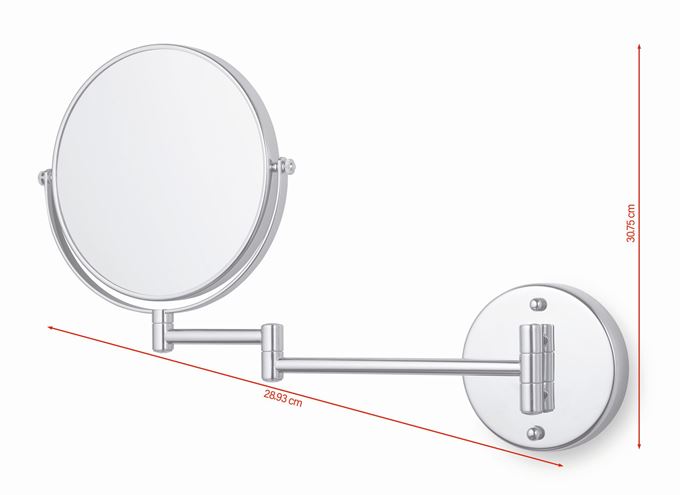 TESA VISIOON kozmetické zrkadlo 236 mm, zväčšovacie, chróm 40611-00000-00 Technický nákres