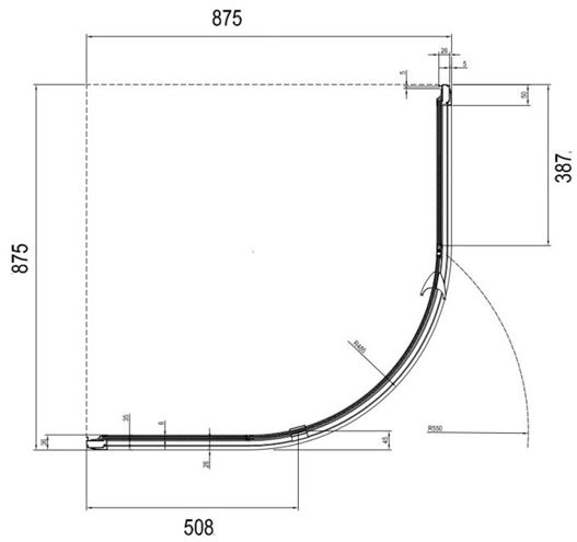 CONCEPT PIVOT STYLE PT-PSKK3 sprchový kút 90x90 cm, R500, pivotové dvere, čierna / sklo transparent 37677300Z15 Technický nákres