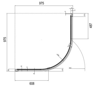 CONCEPT PIVOT STYLE PT-PSKK3 sprchový kút 100x100 cm, R500, pivotové dvere, čierna/sklo transparent 376AA300Z15 Technický nákres