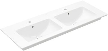 VILLEROY & BOCH VERITY LINE dvojumývadlo 130 cm, s 2 otvormi pre batérie a prepadom, CeramicPlus, alpská biela