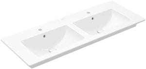 VILLEROY & BOCH VERITY LINE dvojumývadlo 130 cm, s 2 otvormi pre batérie a prepadom, CeramicPlus, alpská biela