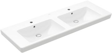 VILLEROY & BOCH VERITY DESIGN 2.0 dvojumývadlo 130 cm, s 2 otvormi pre batérie a prepadom, CeramicPlus