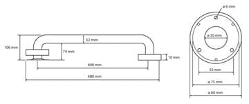 BEMETA HELP madlo 600 mm, lesklá nerez oceľ 301100601 Technický nákres
