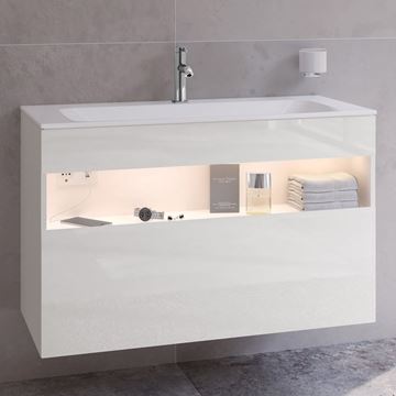 KEUCO STAGELINE skrinka pod umývadlo 100x49x62, 5 cm, 1 zásuvka, 1 polica, s osvetlením, matná biela 32872300100 Obrázek - fotka
