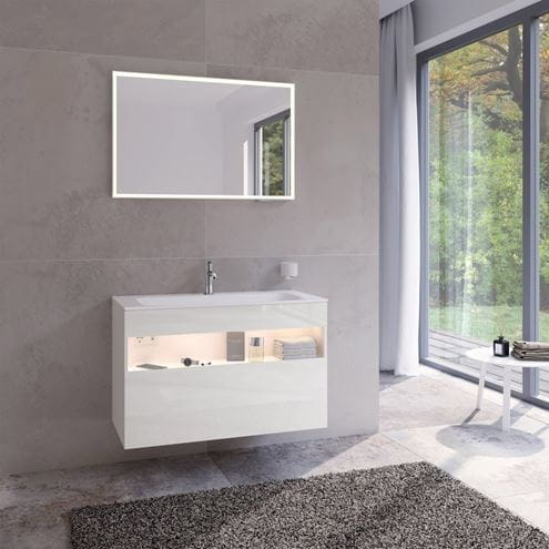 KEUCO STAGELINE skrinka pod umývadlo 100x49x62, 5 cm, 1 zásuvka, 1 polica, s osvetlením, matná biela 32872300100 Obrázek - fotka
