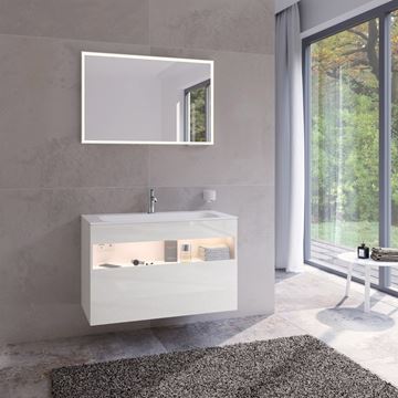KEUCO STAGELINE skrinka pod umývadlo 100x49x62, 5 cm, 1 zásuvka, 1 polica, s osvetlením, matná biela 32872300100 Obrázek - fotka
