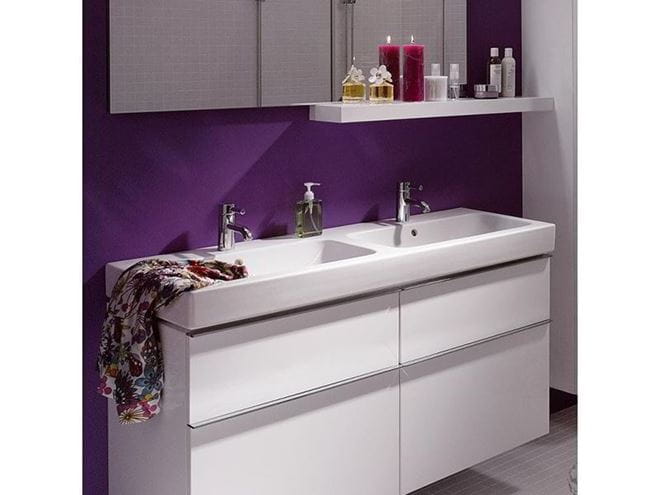 GEBERIT ICON dvojumývadlo 120 cm, s 2 otvormi pre batérie a prepadom, KeraTect 124120600 Obrázek - fotka