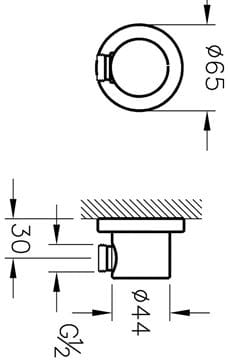 VITRA nástenné kolienko, kartáčovaný nikel A4522334 Technický nákres