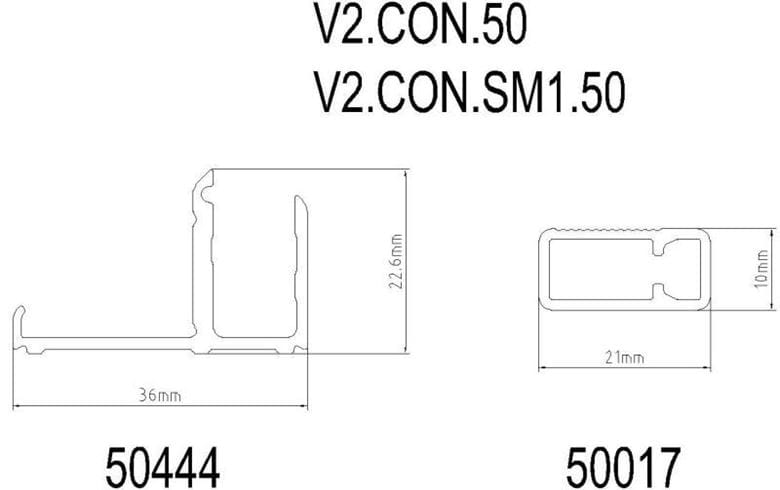 CONCEPT 200 montážny set, čierna V2.CON.06 Technický nákres