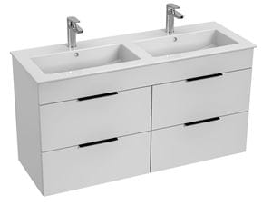 JIKA CUBE skrinka s dvojumývadlom 118x43x62,2 cm, 4 zásuvky, biela