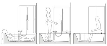GKI DUOSETLF vaňa 170x80 cm, s dvierkami, so zástenou a sedadlom, s panelom na obloženie dlaždicami, akrylát DUOSETLF Obrázek - fotka