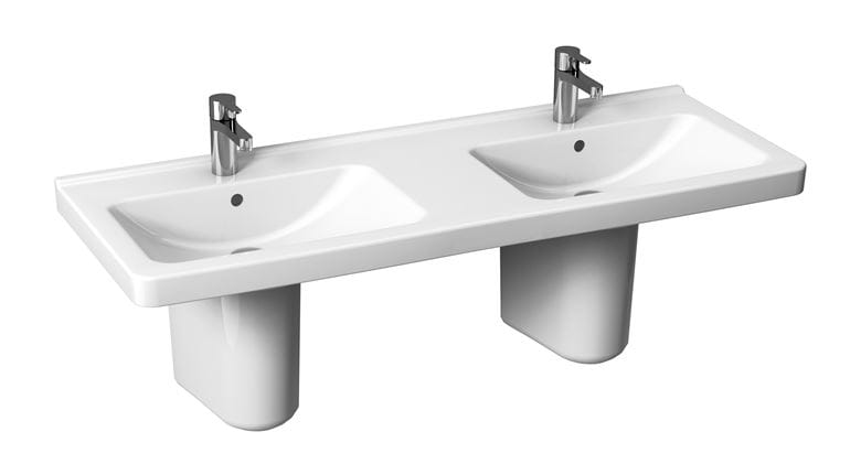 JIKA CUBITO PURE dvojumývadlo 130 cm, s 2 otvormi pre batérie a prepadom, Jika perla H8144201001041 Obrázek - fotka