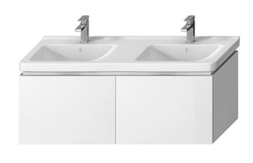 JIKA CUBITO PURE skrinka pod dvojumývadlo 128x46,7x48 cm, 2 zásuvky, Push-open, lesklá biela
