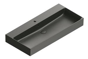 CATALANO PREMIUM umývadlo 100 cm, s otvorom pre batériu a prepadom, Cataglaze+Silver Titanium, matná čierna