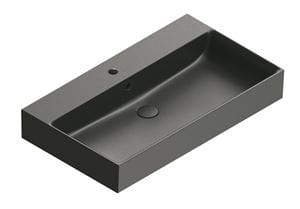 CATALANO PREMIUM umývadlo 80 cm, s otvorom pre batériu a prepadom, Cataglaze+Silver Titanium, matná čierna
