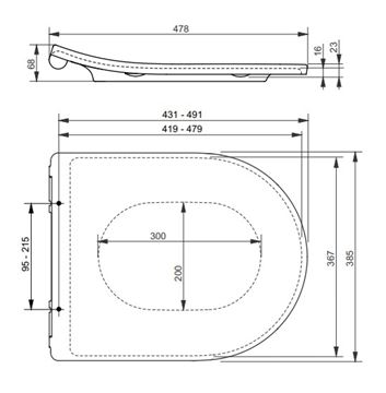 TOTO WC sedadlo, Soft-Closing, biela TC513Q Technický nákres