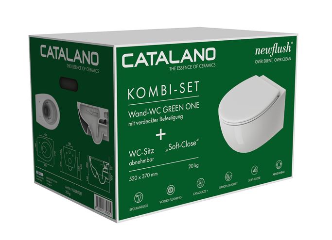 CATALANO GREEN ONE závesné WC, so SoftClose sedadlom, Silentech splachovanie, Cataglaze+Silver Titanium VS52RITSET Obrázek - fotka