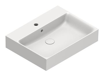 CATALANO PREMIUM umývadlo 60 cm, s otvorom pre batériu a prepadom, Cataglaze+Silver Titanium, matná biela