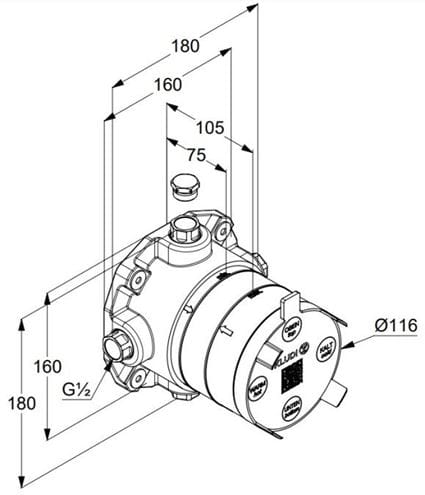 CONCEPT 100 podomietkové teleso DN15 88022-24 Technický nákres