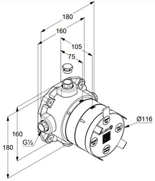 CONCEPT 100 podomietkové teleso DN15 88022-24 Technický nákres