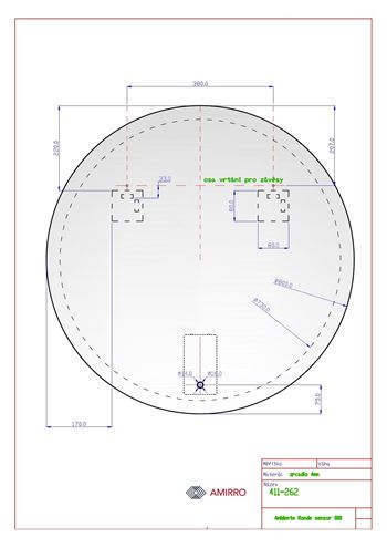 AMIRRO AMBIENTE zrkadlo 80 cm, s osvetlením, so senzorom 411-262 Technický nákres