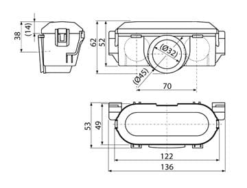 ALCA zápachový uzáver pre podlahový žľab P065-ND Technický nákres