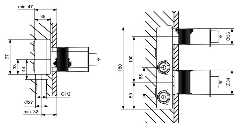HANSA VARIO podomietkové teleso DN15 57860300 Technický nákres