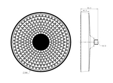 EASY+ SELECTION horná sprcha pr. 300 mm, matná biela EASP-126-WH Technický nákres