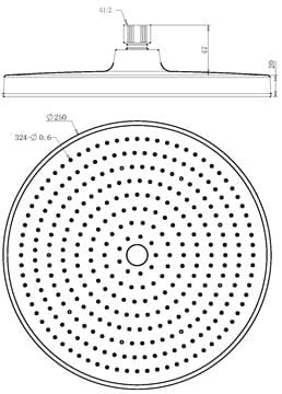 EASY+ SELECTION horná sprcha pr. 250 mm, chróm EASP-122-CH Technický nákres
