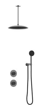 EASY+ SELECTION sprchový set s podomietkovou batériou, horná sprcha, ručná sprcha, hadica, držiak, gun metal