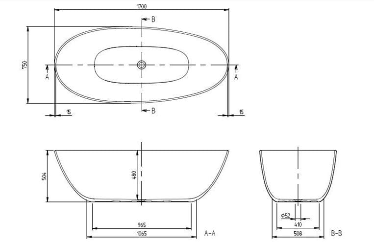 VILLEROY & BOCH ANTAO voľne stojaca vaňa 170x75 cm, pre 2 osoby, s nožičkami, quaryl UBQ170TAO7V-01 Obrázek - fotka